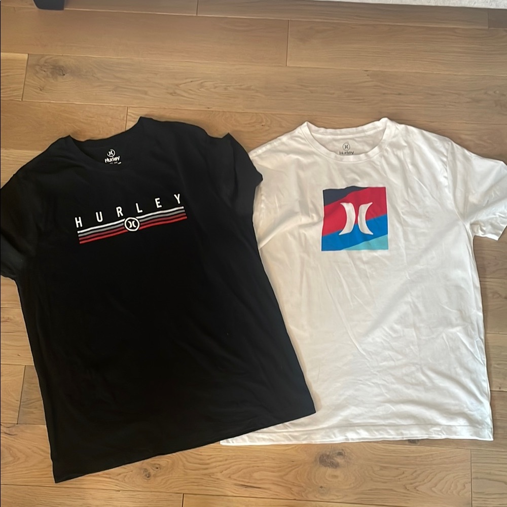 Hurley Black and White Graphic Tees